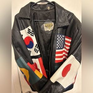 Vintage Phase 2 USA Flag Leather Motorcycle Jacket Men's Size Large new
